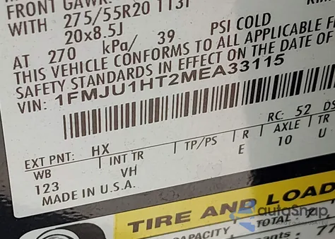 2021 Ford Expedition Xlt z USA, uszkodzony, nr VIN 1FMJU1HT2MEA33115